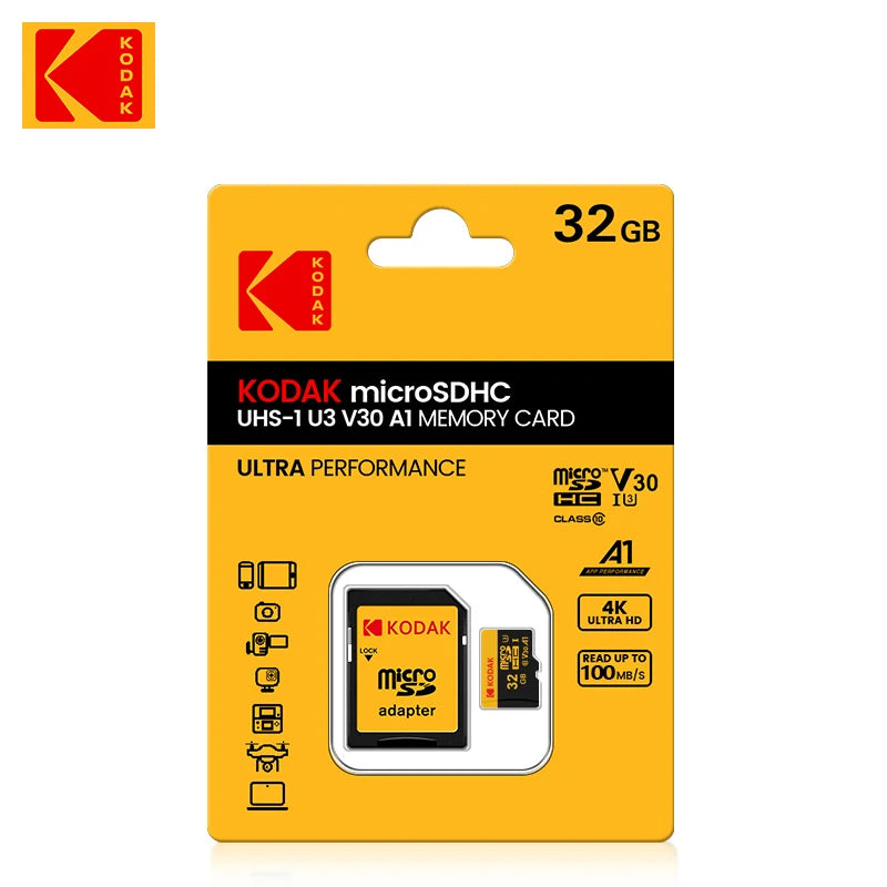 KODAK Micro SD 512GB 256GB Memory Card UP TO 100MB/s C10 U3 32GB 64GB 128GB TF Card 4K HD For USB Card Reader Adapter Microsd