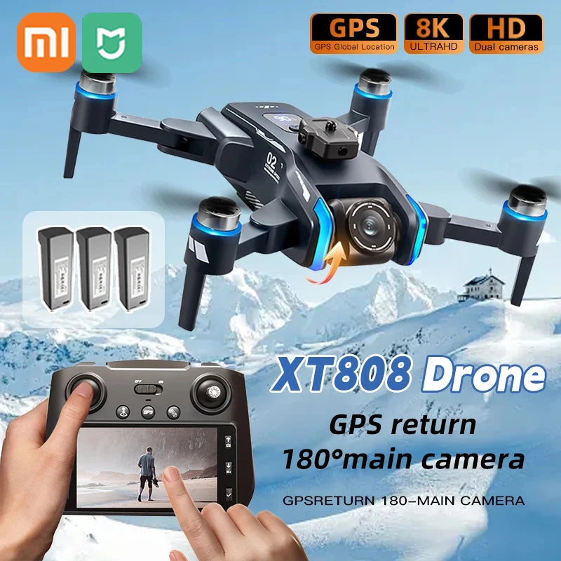 xiaomi mijia XT808 Drone Screen Display 8K professional HD dual camera 5G Optical Flow GPS Brushless Motor Folding RC Quadcopter