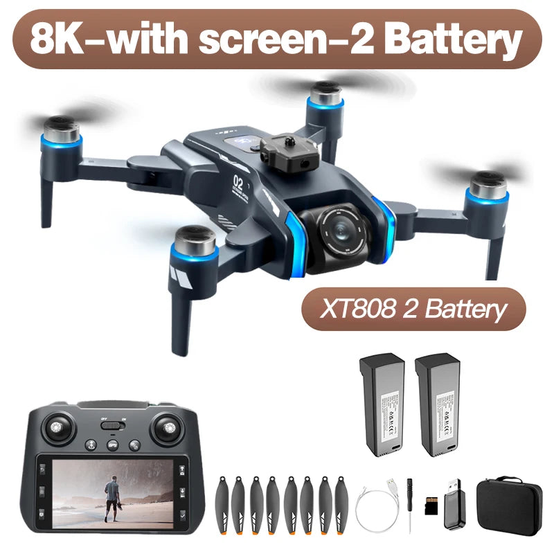 xiaomi mijia XT808 Drone Screen Display 8K professional HD dual camera 5G Optical Flow GPS Brushless Motor Folding RC Quadcopter
